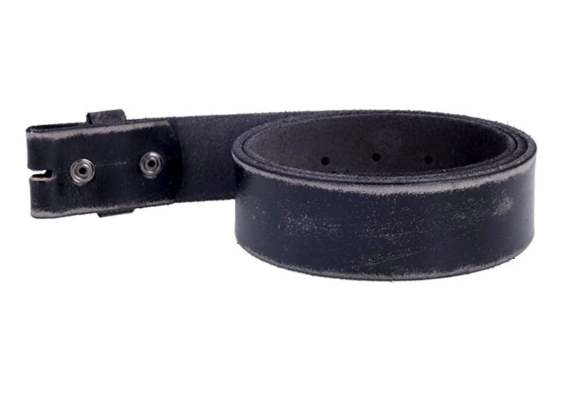 Genuine Full Grain Leather Belt without Belt Buckle Vintage Leather Distressed Black Belt Strap