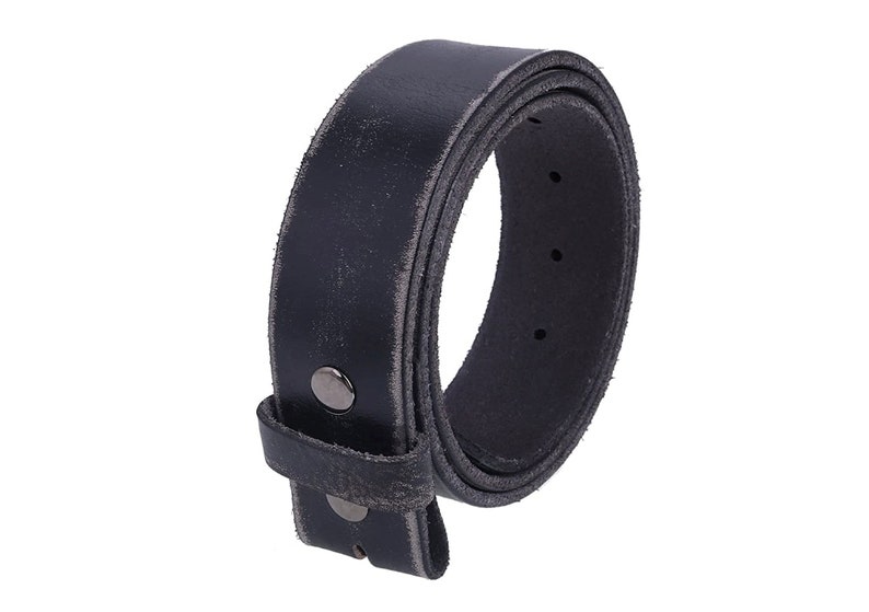 Genuine Full Grain Leather Belt without Belt Buckle Vintage Leather Distressed Black Belt Strap