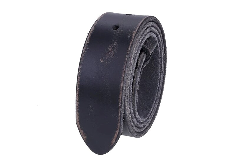 Genuine Full Grain Leather Belt without Belt Buckle Vintage Leather Distressed Black Belt Strap