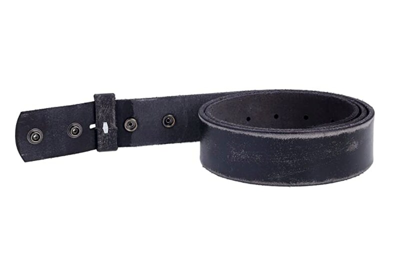 Genuine Full Grain Leather Belt without Belt Buckle Vintage Leather Distressed Black Belt Strap