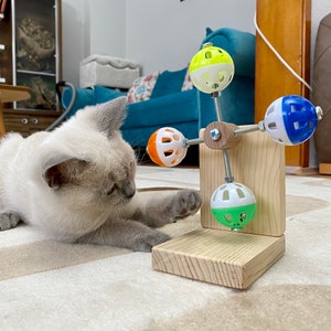 guineapigler Rotating Interactive Balls Toy for Cats, Exercise Cat Wheel Gift, Cat Furniture, Cat tree, Cat bed, Cat tower, Custom Wood play image 10