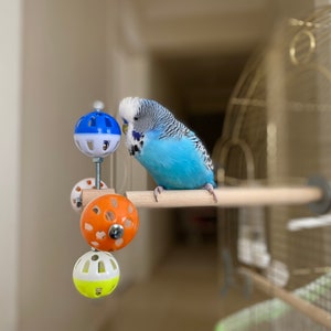 Perch Toy with Rotating Balls for Budgies, Budgerigars, Parakeets, Parrots, Cockatiels, Parrotlets, Lovebirds, Ringnecks, Conures and birds. image 2