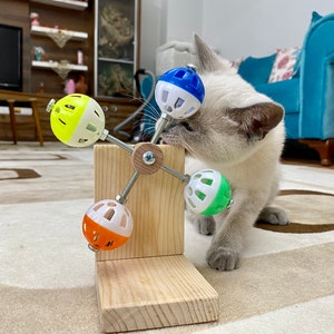 guineapigler Rotating Interactive Balls Toy for Cats, Exercise Cat Wheel Gift, Cat Furniture, Cat tree, Cat bed, Cat tower, Custom Wood play image 3