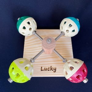 Custom Rotating Cat Toy with Bell Balls, Wooden Cat Toy, Natural Cat Toy, Stimulation and Exercise Wheel, Catnip, Personalized Gift