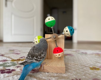 Rotating Bird Toy with bell, budgie toy, parakeet toy, parrot toy, perch,  cage accessories, plastic ball for birds