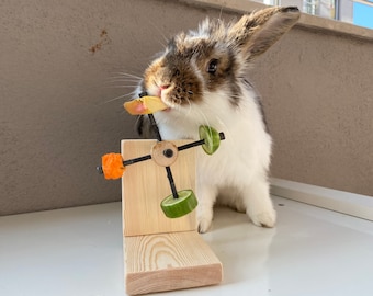 Rabbit Wheel,Rabbit Feeder Toy, rabbit accessories, rabbit wood, rabbit chamber, rotating toy