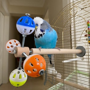 Perch Toy with Rotating Balls for Budgies, Budgerigars, Parakeets, Parrots, Cockatiels, Parrotlets, Lovebirds, Ringnecks, Conures and birds. image 10