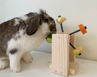 Rotating Rabbit Feeder Toy, Rabbit Food Holder, Rabbit Food