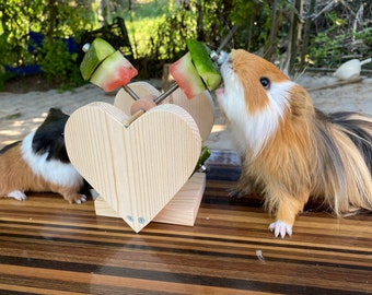Personalized two heart feeder wheel toy for guinea pigs, guinea pig cage accessories, food holder, feederer, stand,