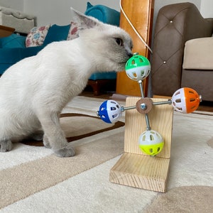 guineapigler Rotating Interactive Balls Toy for Cats, Exercise Cat Wheel Gift, Cat Furniture, Cat tree, Cat bed, Cat tower, Custom Wood play image 8