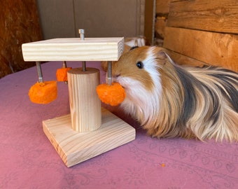 Square Guinea Pig Toy, cavy feeder wheel, food holder, cage accessories, fleece liner