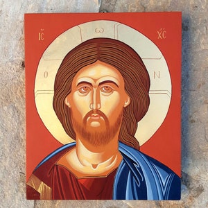 Jesus Christ. Hand Painted Icon Art Byzantine Orthodox Icon Iconography Greek Icon