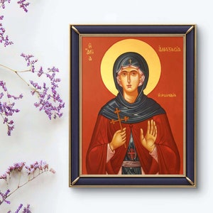 Saint Anastasia the Roman Hand Painted Icon Art Byzantine Orthodox Icon Iconography Greek Icon