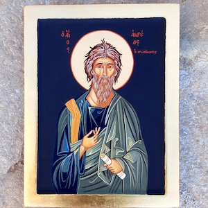 Saint Andrew the Apostle. Hand Painted Icon Art Byzantine Orthodox Icon Iconography Greek Icon