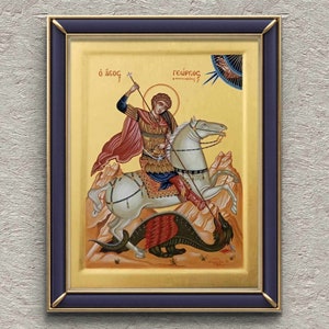 Saint George. Hand Painted Icon Art Byzantine Orthodox Icon Iconography Greek Icon