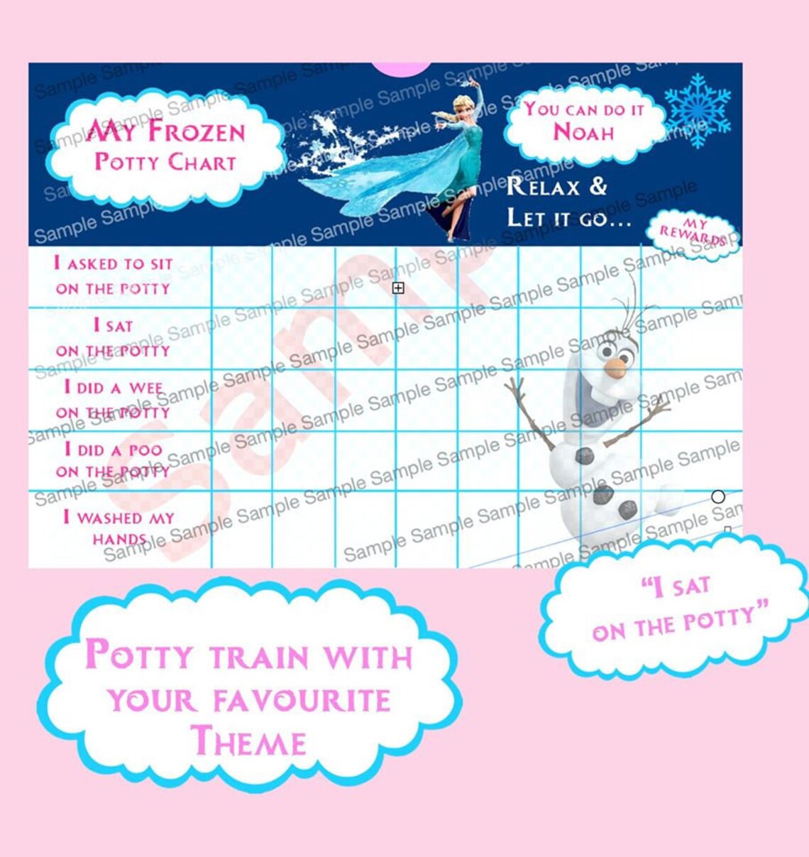 Frozen Potty Training Chart Can be personalised with your | Etsy