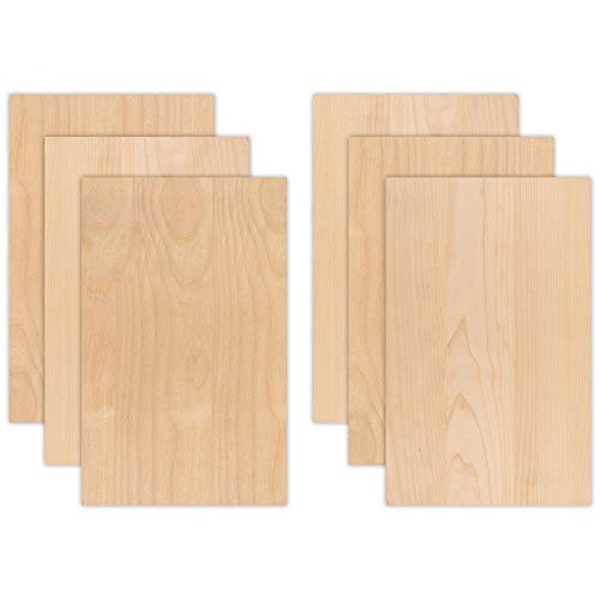 Alder Wood, Glowforge Ready, 6 Pack, 1/4th inch, 12”x19” Premium Grade A1, Two Side, MDF Core, unfinished