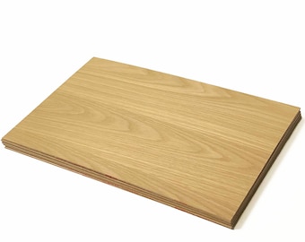 White Oak Wood, Glowforge Ready, 6 Pack 1/8th inch, 12”x19” Premium Grade A1, Two Sided, MDF Core, unfinished