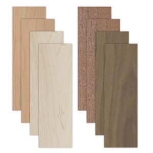 Solid Wood Variety Pack 1/8 Inch Solid Hardwood - 8 Sheets | Glowforge Ready, 6x19 Inch, 1/8 Inch, Unfinished