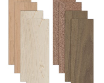 Solid Wood Variety Pack 1/8 Inch Solid Hardwood - 8 Sheets | Glowforge Ready, 6x19 Inch, 1/8 Inch, Unfinished