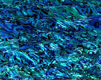 Blue Sapphire Abalone Shell Veneer  5.5&quot; x 9.5&quot; for Inlay, laser, crafts,  Includes 3M Adhesive Sheet for Application