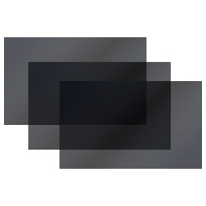 May include: Three overlapping black rectangular pieces of paper.