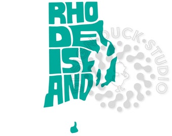 Rhode Island State Typography, Rhode Island State Map, Rhode Island Wordart, Rhode Island