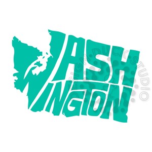 Washington State Typography, Washington State Map, Washington art, Washington