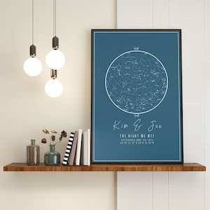 Mapa del cielo personalizado, personalizado por fecha, regalo de mapa de estrellas, regalo de aniversario para pareja, la noche que conocimos, Skychart - DESCARGA DIGITAL