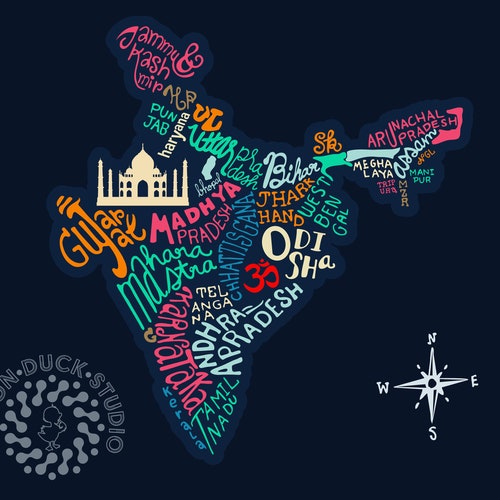 India Map Word Art Typography SVG Map Art Typography - Etsy