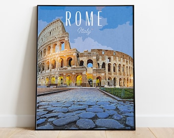Roma Italia Vintage Digital Poster Print, Roma Print, Rome Poster, Travel Poster, Art Print, Travel Print, Honeymoon souvenir, Coliseo