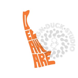 Delaware State Typography, Delaware State Map, Delaware Word art, Delaware