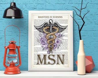 Digital MSN Graduation Gift Nurse Graduate Gift Idea MSN with Flowers Print Masters in Nursing Gift Masters of Science in Nursing Graduation