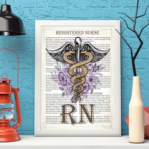 Digital RN Gift Nursing School Medical Decor, Doctors Office Decor RN Graduation Gift Nursing Student Registered Nurse Gift Hospital Art