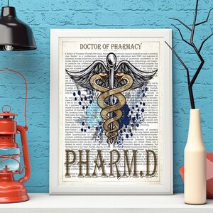 Digital Pharmacy Art, Office Decor, PharmD with Flowers Print. Doctor of Pharmacy Gift, PharmD Student Graduation Gift idea, Pharmacist