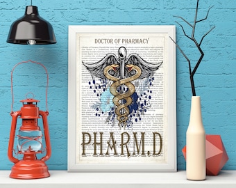 Digital Pharmacy Art, Office Decor, PharmD with Flowers Print. Doctor of Pharmacy Gift, PharmD Student Graduation Gift idea, Pharmacist