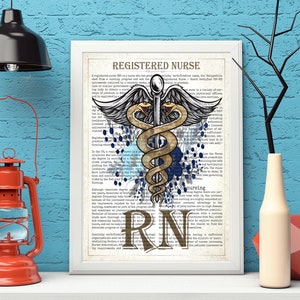 Digital RN Gift Nursing School Medical Decor, Doctors Office Decor RN Graduation Gift Nursing Student Registered Nurse Gift Hospital Art