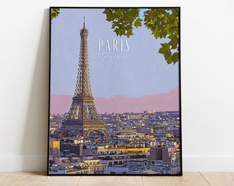 Paris France Vintage Digital art print, Paris art prints, Eiffel Tower art print, wall art, Eiffel Tower art print, Paris travel poster
