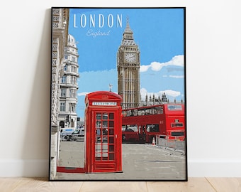 London Digital Travel Wall Art, Big Ben Vintage Posters, London Wall Art, Poster, Travel Poster, Art Deco Travel Posters, Travel Wall Decor