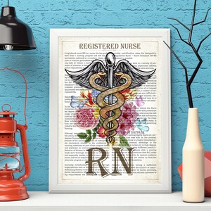 Digital RN Gift Nursing School Medical Decor, Doctors Office Decor RN Graduation Gift Nursing Student Registered Nurse Gift Hospital Art