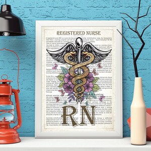 Digital RN Gift Nursing School Medical Decor, Doctors Office Decor RN Graduation Gift Nursing Student Registered Nurse Gift Hospital Art