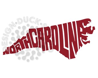 North Carolina State Typography, North Carolina State Map, North Carolina Wordart, North Carolina
