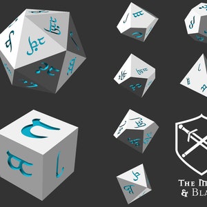 Elvish Dice Set (Tengwar) |  3D Model  |  STL Format