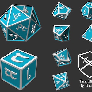 Elvish Dice Set (Tengwar) - Inverse |  3D Model  |  STL Format