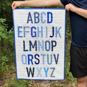 Blue Alphabet Quilt - Wall Hanging Quilt - ABC Quilt - Handmade Quilt - Baby Boy Quilt - Letter Quilt