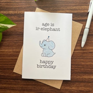 PRINTABLE - Elephant Irrelevant Birthday Handmade Greeting Card