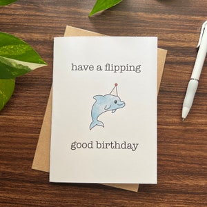 IMPRIMABLE - Carte de vœux d’anniversaire de dauphin faite à la main