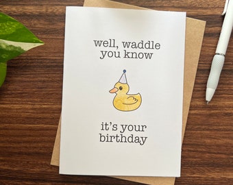 Duck Waddle Birthday Handmade Greeting Card