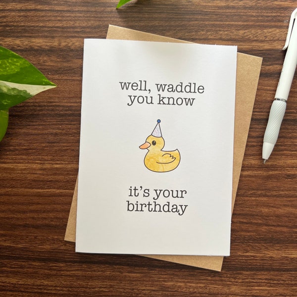 Duck Waddle Birthday Handmade Greeting Card