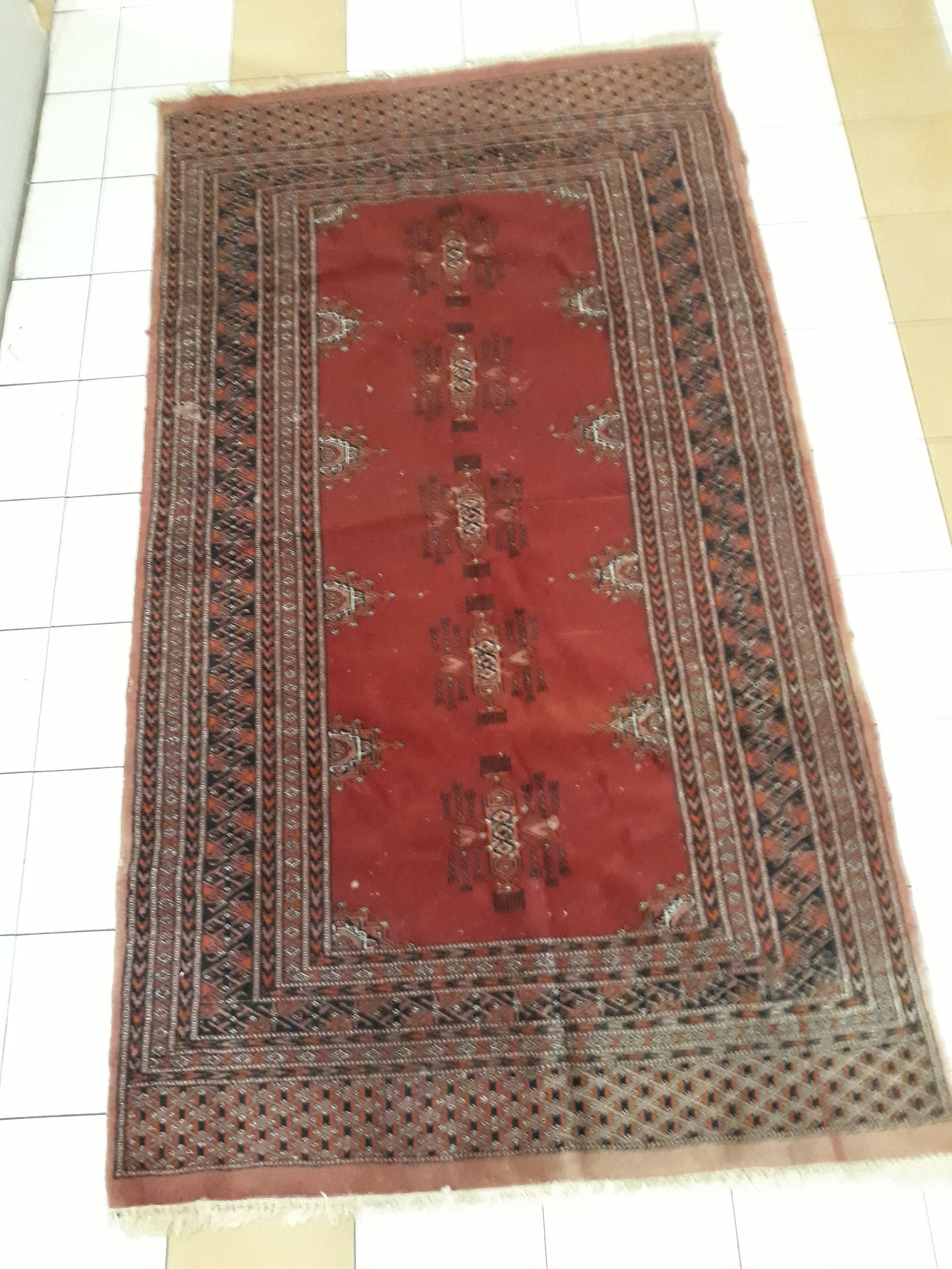 Tapis Ancien en Laine Fait Main, 170x73 cm-Pakistan